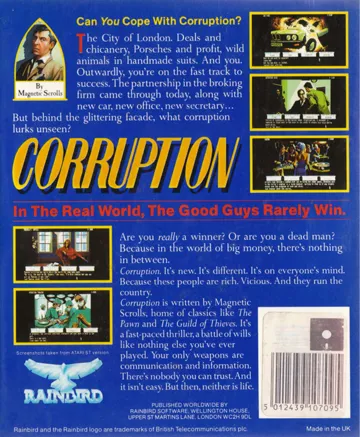 Corruption (UK) (128K) (2 faces) (1988) (Version 6128) box cover back